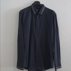 Dolce & Gabbana Charcoal Dress Shirt with Striped Accents